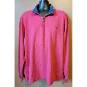 Chaps Everyday Fleece Sweatshirt/ Pullover 1/4 Zip Men's Red - Blue Collar | XXL